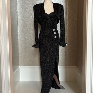 Cache Formal black dress with cropped jacket. Size 9-10